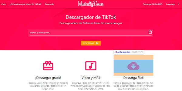 pagina Musical Down para descargar videos de tiktok sin marca de agua