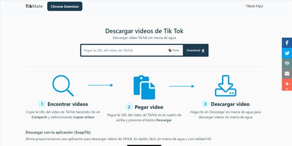 pagina TIKMATE para descargar videos de tiktok sin marca de agua